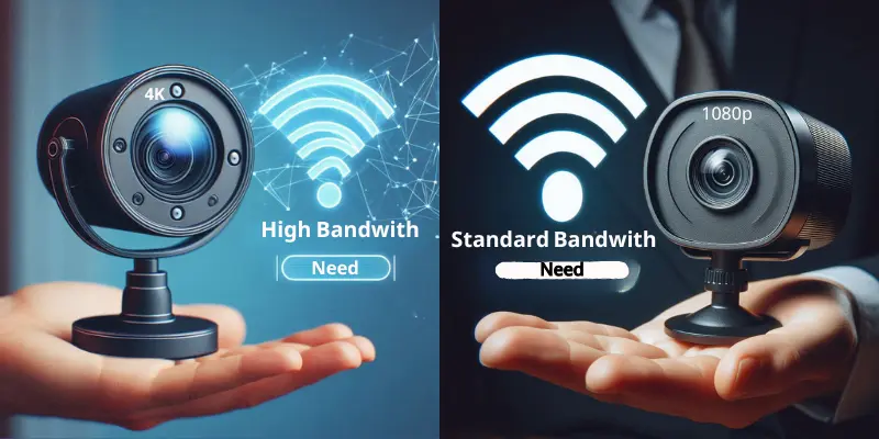 Comparison Between A 4K Webcam Requiring High Bandwidth And A 1080P Webcam Needing Standard Bandwidth.