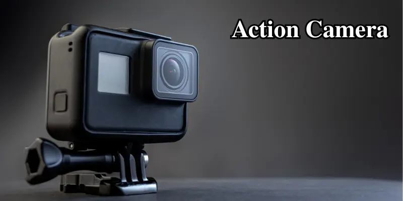 Action Camera Mounted On A Tripod, Designed For Extreme Sports And Adventure Photography