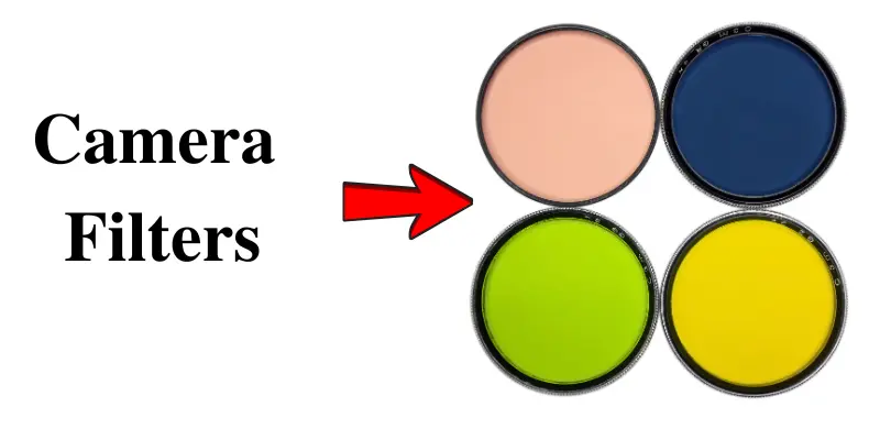 Camera Filters In Different Colors: Pink, Blue, Green, And Yellow, Showcasing Various Types For Photography Enhancement.