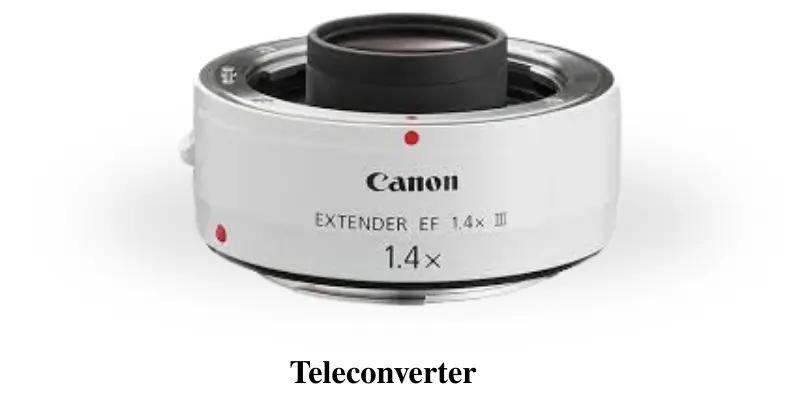 Canon 1.4X Teleconverter Extender Ef Lens, Used To Increase Camera Lens Zoom Without Changing The Main Lens, Shown In Close-Up View.