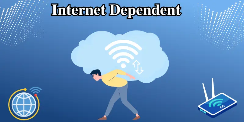 Illustration Showing A Person Struggling With Internet Dependency, Highlighting The Challenges Of Webcam Usage Requiring Strong Internet Connection.