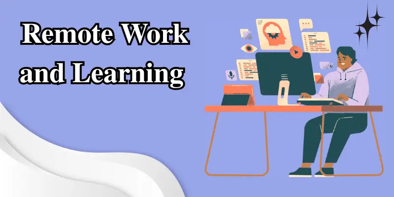 Illustration Showing A Person Working Remotely On A Computer For Online Education, Highlighting Remote Work And Virtual Learning Benefits.