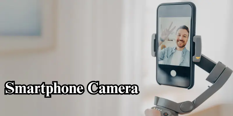 Smartphone Camera On A Gimbal, Capturing A Selfie With A Clear, Well-Lit Background.