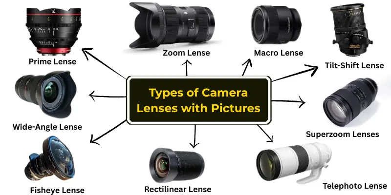 Types Of Camera Lenses With Pictures: Prime, Zoom, Macro, Wide-Angle, And More For Photography.