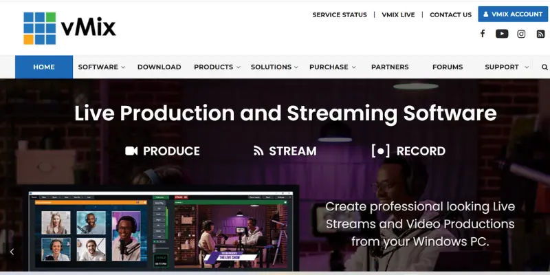 Vmix Live Production And Streaming Software For Creating Professional Live Streams And Video Productions On Windows Pc.