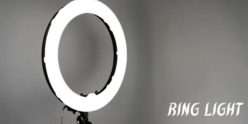 White Ring Light On A Stand For Video Shooting And Photography